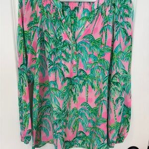 Lilly Pulitzer Pink and Green Tropical Print Top